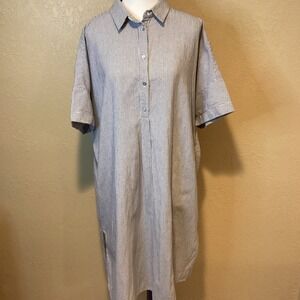 Mod Ref The‎ Zoey Linen Shirt Dress, Oversized Size Medium, Short Cuffed Sleeves